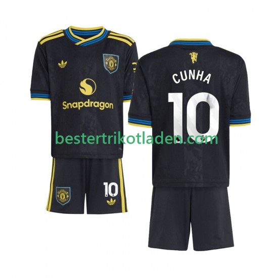 Fußballtrikot Manchester United Matheus Cunha 10 Ausweich Trikot 3rd 2025-2026 Kurzarm für Kinder