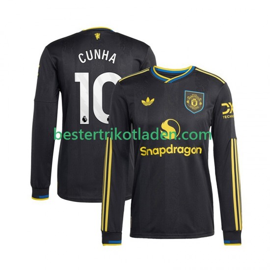 Fußballtrikot Manchester United Matheus Cunha 10 Ausweich Trikot 3rd 2025-2026 Langarm für Herren