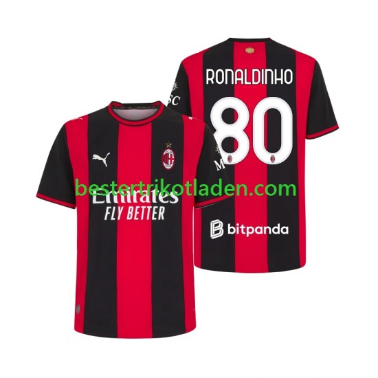 Fußballtrikot AC Mailand Ronaldinho 80 Heim Trikot Home 2026-2027 Kurzarm für Herren