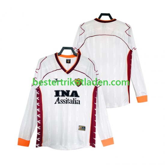 Fußballtrikot AS Rom 2000 Retro Auswärts Trikot Away 1999 Langarm für Herren