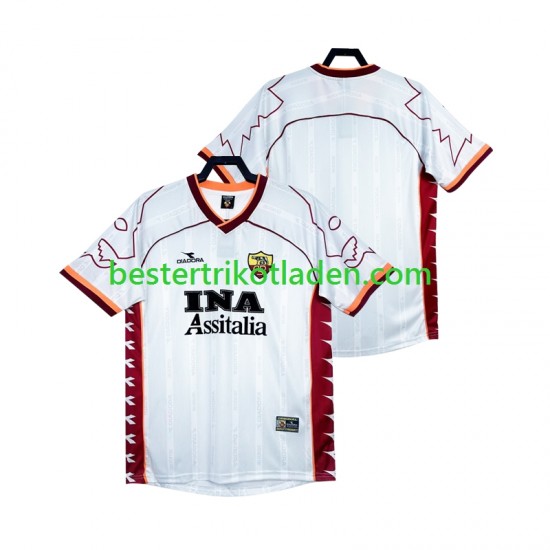 Fußballtrikot AS Rom 2000 Retro Auswärts Trikot Away 1999 Kurzarm für Herren