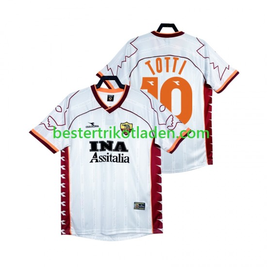 Fußballtrikot AS Rom Totti 10 2000 Retro Auswärts Trikot Away 1999 Kurzarm für Herren