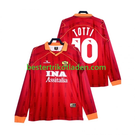 Fußballtrikot AS Rom Totti 10 2000 Retro Heim Trikot Home 1999 Langarm für Herren