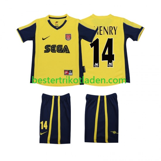 Fußballtrikot Arsenal Thierry Henry 14 2000 2001 Retro Auswärts Trikot Away Kurzarm für Kinder