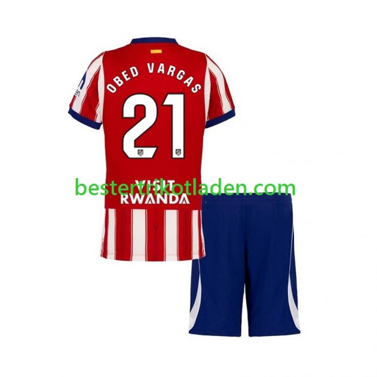 Fußballtrikot Atlético Madrid Obed Vargas 21 Heim Trikot Home 2026-2027 Kurzarm für Kinder