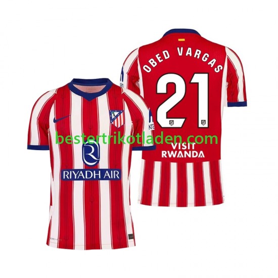 Fußballtrikot Atlético Madrid Obed Vargas 21 Heim Trikot Home 2026-2027 Kurzarm für Herren