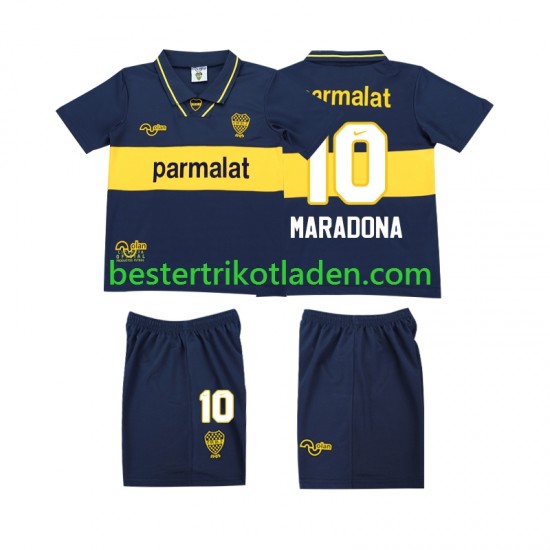 Fußballtrikot Boca Juniors MARADONA 10 1993 1995 Retro Heim Trikot Home Kurzarm für Kinder