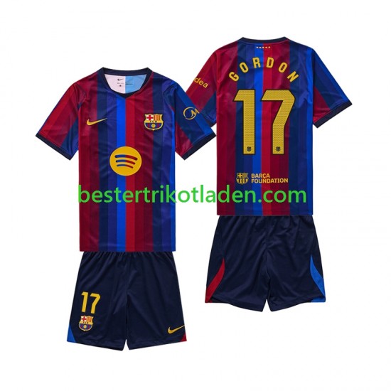 Fußballtrikot FC Barcelona Anthony Gordon 17 Heim Trikot Home 2026-2027 Kurzarm für Kinder