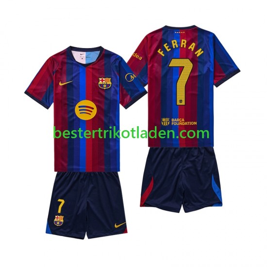 Fußballtrikot FC Barcelona Ferran Torres 7 Heim Trikot Home 2026-2027 Kurzarm für Kinder