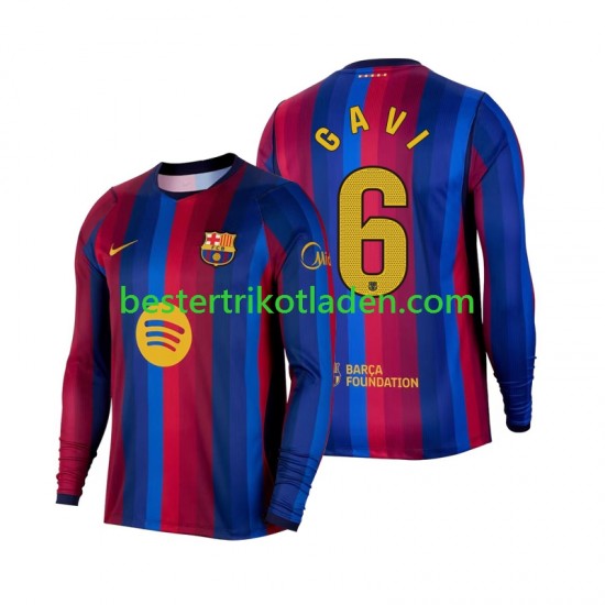 Fußballtrikot FC Barcelona Gavi 6 Heim Trikot Home 2026-2027 Langarm für Herren