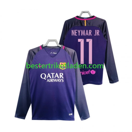 Fußballtrikot FC Barcelona Neymar JR 11 2016 2017 Retro Auswärts Trikot Away Langarm für Herren