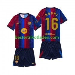 Fußballtrikot FC Barcelona Rodri 16 Heim Trikot Home 2026-2027 Kurzarm für Kinder