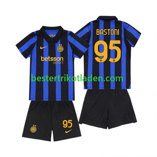 Fußballtrikot Inter Mailand Alessandro Bastoni 95 Heim Trikot Home 2026-2027 Kurzarm für Kinder