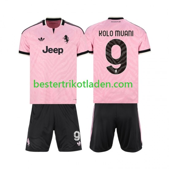 Fußballtrikot Juventus Turin Randal Kolo Muani 9 Auswärts Trikot Away 2026-2027 Kurzarm für Kinder