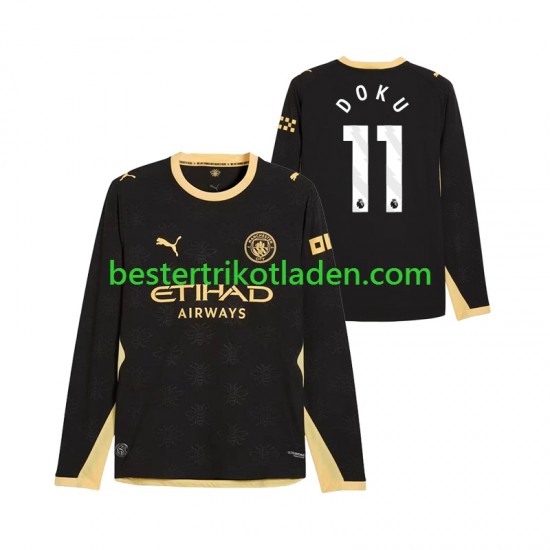 Fußballtrikot Manchester City Jeremy Doku 11 Auswärts Trikot Away 2026-2027 Langarm für Herren
