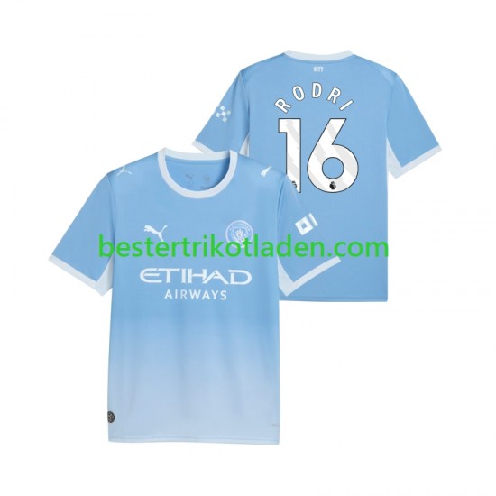 Fußballtrikot Manchester City Rodri 16 Heim Trikot Home 2026-2027 Kurzarm für Herren