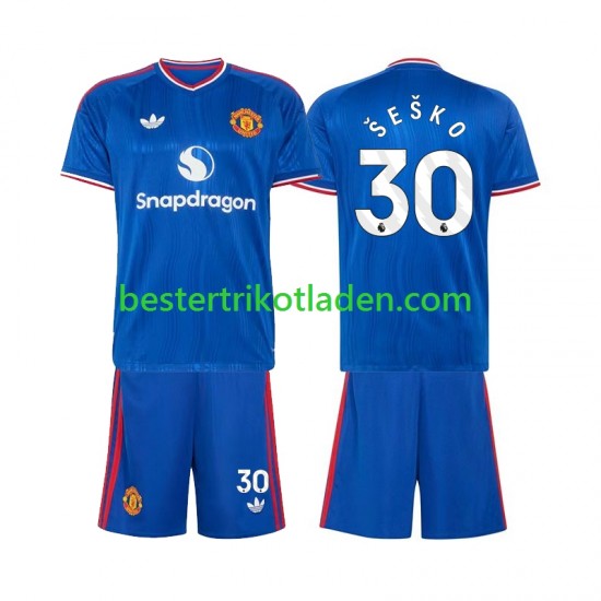 Fußballtrikot Manchester United Benjamin Sesko 30 Auswärts Trikot Away 2026-2027 Kurzarm für Kinder