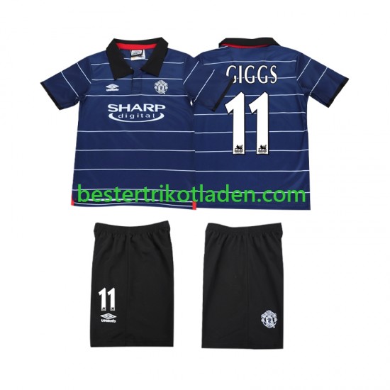 Fußballtrikot Manchester United GIGGS 11 2000 Retro Auswärts Trikot Away 1999 Kurzarm für Kinder