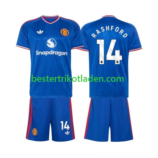Fußballtrikot Manchester United Marcus Rashford 14 Auswärts Trikot Away 2026-2027 Kurzarm für Kinder