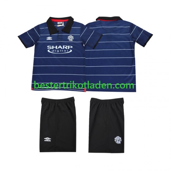 Fußballtrikot Manchester United 2000 Retro Auswärts Trikot Away 1999 Kurzarm für Kinder