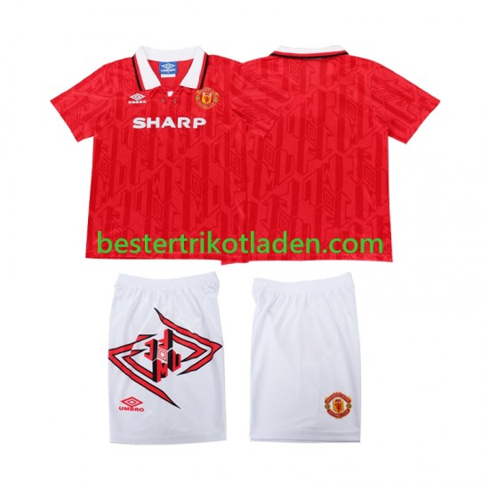 Fußballtrikot Manchester United 1993 Retro Heim Trikot Home 1994 Kurzarm für Kinder