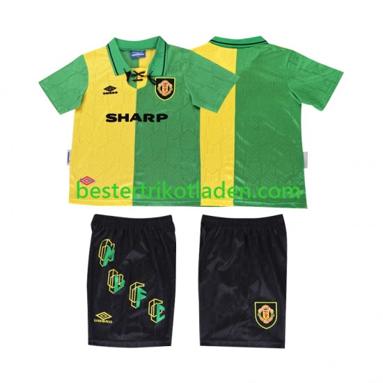 Fußballtrikot Manchester United 1992 Retro Ausweich Trikot 3rd 1994 Kurzarm für Kinder