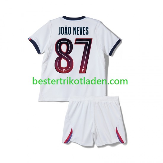 Fußballtrikot Paris Saint-Germain Joao Neves 87 Auswärts Trikot Away 2026-2027 Kurzarm für Kinder