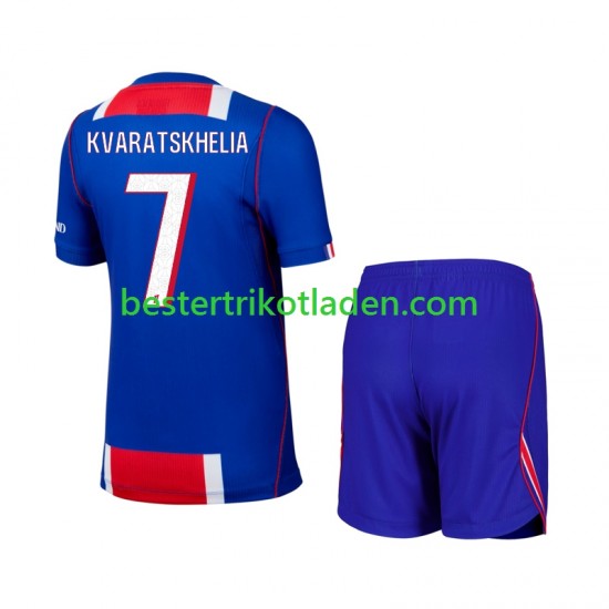 Fußballtrikot Paris Saint-Germain Khvicha Kvaratskhelia 7 Heim Trikot Home 2026-2027 Kurzarm für Kinder