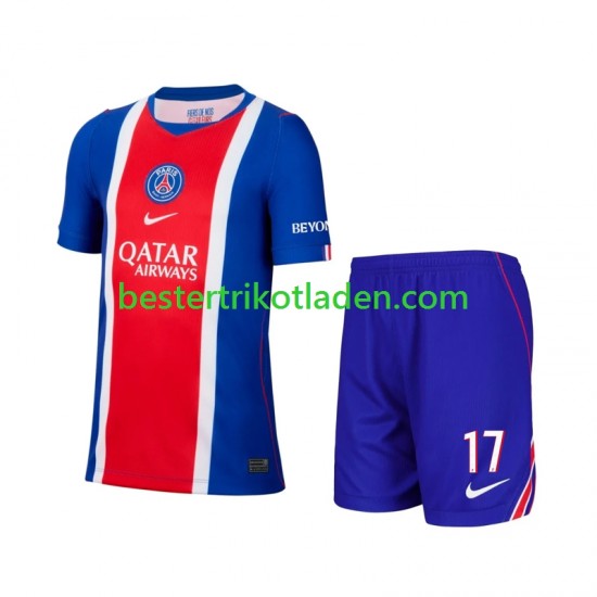 Fußballtrikot Paris Saint-Germain Vitinha 17 Heim Trikot Home 2026-2027 Kurzarm für Kinder
