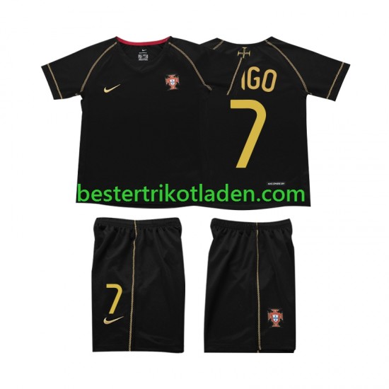 Fußballtrikot Portugal FIGO 7 Retro Auswärts Trikot Away 2006 Kurzarm für Kinder