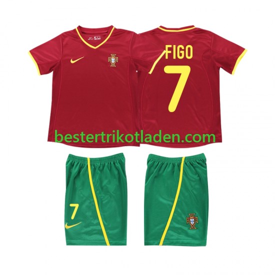 Fußballtrikot Portugal FIGO 7 2002 Retro Heim Trikot Home Kurzarm für Kinder