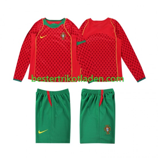 Fußballtrikot Portugal Retro Heim Trikot Home 2004 Langarm für Kinder