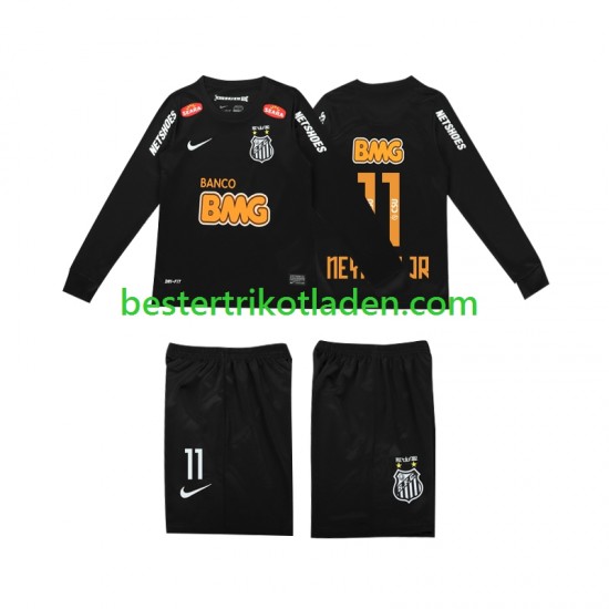 Fußballtrikot Santos NEYMAR JR 11 Classic 2012 2013 Retro Auswärts Trikot Away Langarm für Kinder