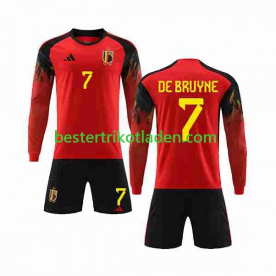 Fußballtrikot Belgien De Bruyne 7 Heim Trikot Home WM 2022 Langarm für Kinder