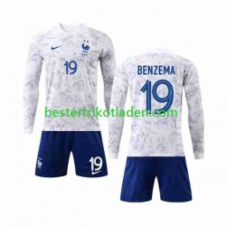 Fußballtrikot Frankreich Benzema 19 Auswärts Trikot Away WM 2022 Langarm für Kinder