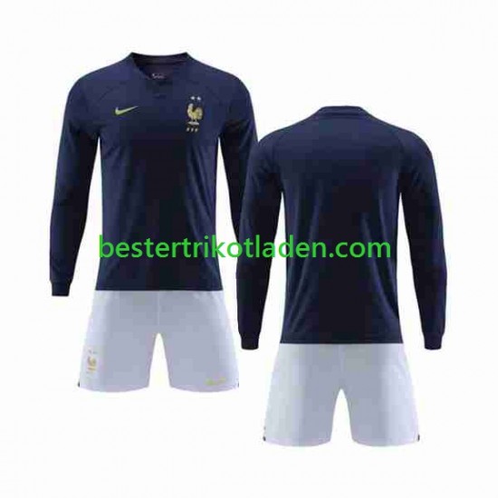 Fußballtrikot Frankreich Heim Trikot Home WM 2022 Langarm für Kinder