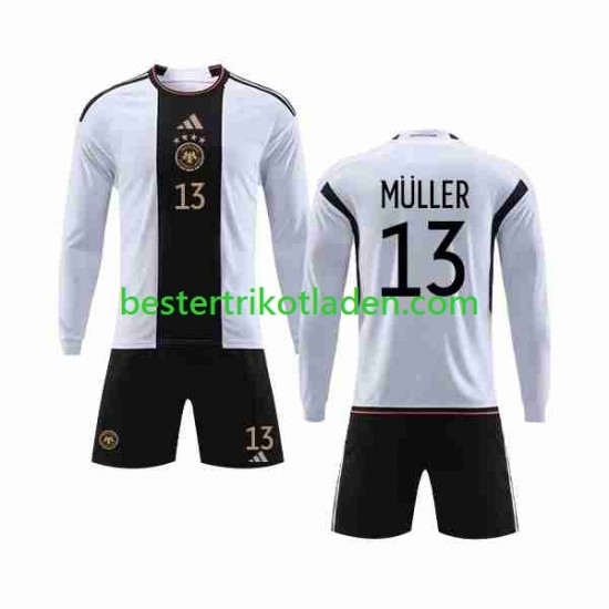 Fußballtrikot Deutschland MULLER 13 Heim Trikot Home WM 2022 Langarm für Kinder