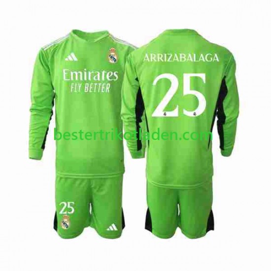 Fußballtrikot Real Madrid Kepa Arrizabalaga 25 Torwart Heim Trikot Home 2023-2024 Langarm für Kinder