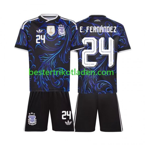 Fußballtrikot Argentinien Enzo Fernandez 24 Auswärts Trikot Away WM 2026 Kurzarm für Kinder