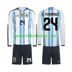 Fußballtrikot Argentinien Enzo Fernandez 24 Heim Trikot Home WM 2026 Langarm für Kinder