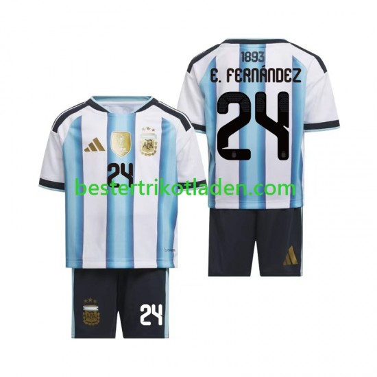 Fußballtrikot Argentinien Enzo Fernandez 24 Heim Trikot Home WM 2026 Kurzarm für Kinder
