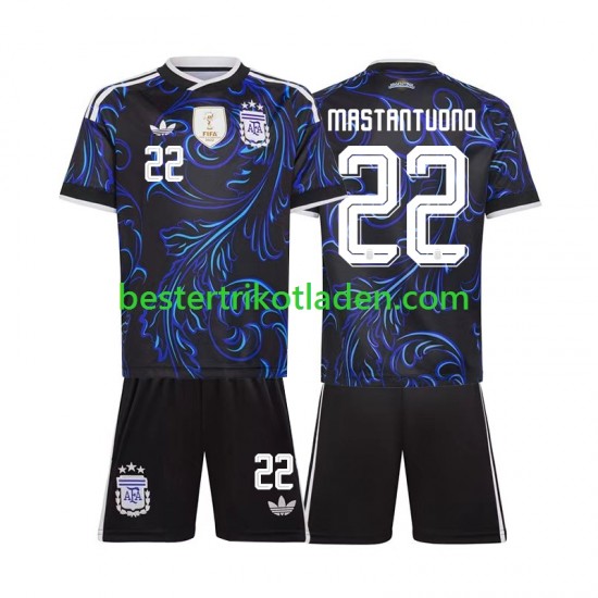 Fußballtrikot Argentinien Franco Mastantuono 22 Auswärts Trikot Away WM 2026 Kurzarm für Kinder