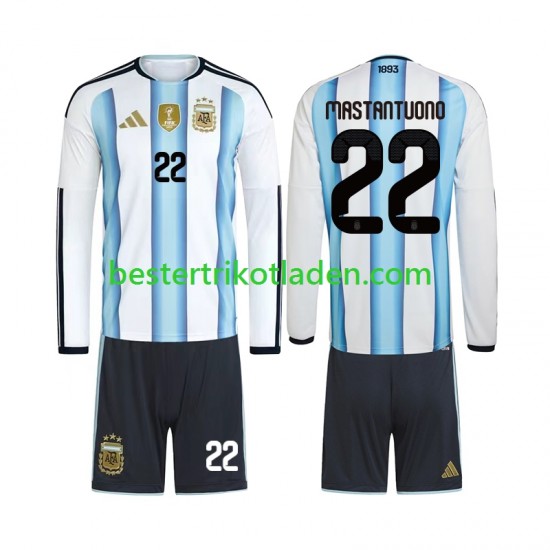 Fußballtrikot Argentinien Franco Mastantuono 22 Heim Trikot Home WM 2026 Langarm für Kinder