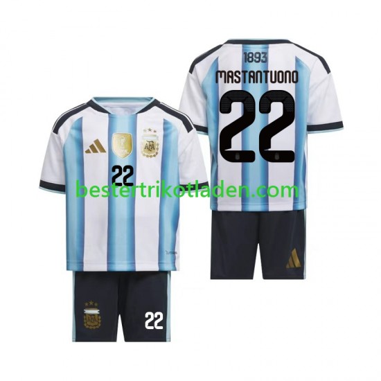 Fußballtrikot Argentinien Franco Mastantuono 22 Heim Trikot Home WM 2026 Kurzarm für Kinder