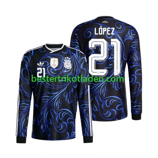 Fußballtrikot Argentinien Jose Manuel Lopez 21 Auswärts Trikot Away WM 2026 Langarm für Herren