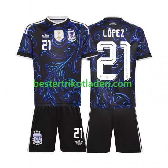 Fußballtrikot Argentinien Jose Manuel Lopez 21 Auswärts Trikot Away WM 2026 Kurzarm für Kinder