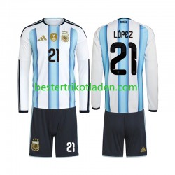 Fußballtrikot Argentinien Jose Manuel Lopez 21 Heim Trikot Home WM 2026 Langarm für Kinder