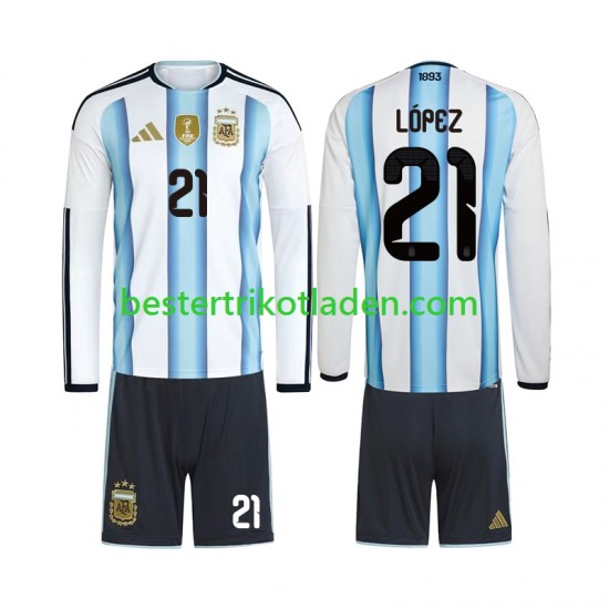 Fußballtrikot Argentinien Jose Manuel Lopez 21 Heim Trikot Home WM 2026 Langarm für Kinder