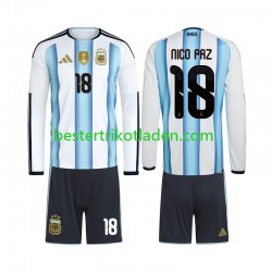 Fußballtrikot Argentinien Nico Paz 18 Heim Trikot Home WM 2026 Langarm für Kinder