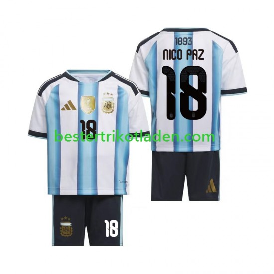 Fußballtrikot Argentinien Nico Paz 18 Heim Trikot Home WM 2026 Kurzarm für Kinder